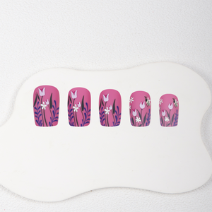 <span class=keywords><strong>Uñas</strong></span> Postizas Cuadradas <span class=keywords><strong>Mate</strong></span> <span class=keywords><strong>Rosa</strong></span> con Estampado Floral, Diseño de Abeja y Mariquita, <span class=keywords><strong>Uñas</strong></span> Postizas Reutilizables al por Mayor, Paquete de 24 Piezas para Mujer - Product Image 3