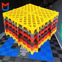 Revêtement de sol en vinyle modulaire en plastique à grille, résistant aux chocs, antidérapant, haute résistance, plusieurs couleurs au choix, parquet emboîtable