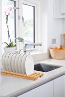 Égouttoir à vaisselle moderne en bois massif, écologique, durable, non pliable, 10 fentes, type sur pied, organisateur de vaisselle multifonction