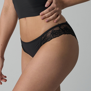 Slip da <span class=keywords><strong>donna</strong></span> sexy in pizzo, a vita media-bassa, con bordo floreale, traspirante, effetto seconda pelle, con fodera in cotone - Product Image 6