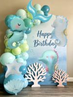 Ballon en aluminium motif Hippocampe de dessin animé, Étoile, Coquillage, Queue de sirène, Thème marin, Ensemble de décoration pour fête d'anniversaire d'enfants et baby shower, Auto-scellant