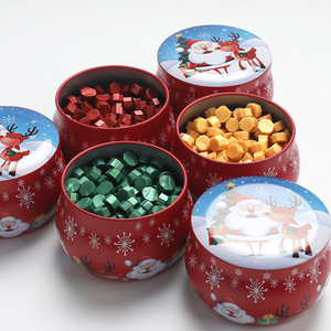 Perlas de cera navideña en lata, 260 piezas, cera para sellar con diseño de Papá Noel y muñecos de nieve, no tóxica, de secado rápido - Product Image 2