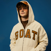Veste en polaire avec broderie et fermeture éclair, pull à capuche de Style américain, poids lourd de 400g/m2