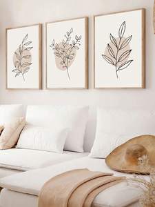 Bộ 3 bức Tranh vải thực vật thẩm mỹ phóng túng Boho lá cây Scandinavian lấy cảm hứng từ nghệ thuật Áp phích in Tối giản hiện đại - Product Image 2