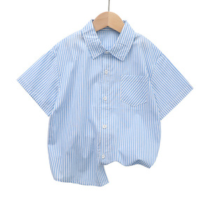 <span class=keywords><strong>Sweat</strong></span>-shirt en coton à manches courtes et t-shirt personnalisés pour enfants T-shirt rayé pour garçons et filles - Product Image 3