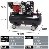 100L Portable Air Compressor 6.5HP 8 Bar 115 PSI Low Noise Heavy Duty Air Pump for Tire Inflation Car Repair Workshop