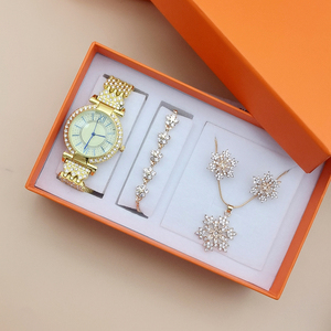 NW1393 orologi da donna di moda orologi da polso da donna orologi al quarzo in acciaio con diamanti creativi bracciali orecchini con collana 4 pezzi - Product Image 4