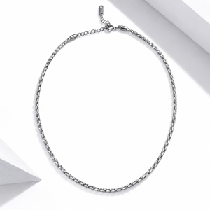 Collier chaîne texturée en acier inoxydable, couleur argent, chaîne serpent, 40+5 cm, fermoir mousqueton, 6 g - Product Image 1