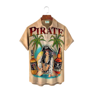 Camisetas de <span class=keywords><strong>estilo</strong></span> <span class=keywords><strong>Rockabilly</strong></span> para hombre: camisetas de manga corta de gran tamaño a la moda con estampado de balancín, diseño de solapa de un solo pecho - Product Image 3