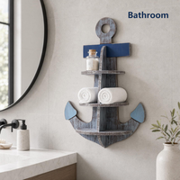 Étagère murale en bois en forme d'ancre, étagère de rangement multi-niveaux pour plantes, étagère flottante décorative pour la décoration de la maison