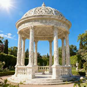 定制手工雕刻耐用环保户外欧式大理石凉亭雕塑 - Product Image 1