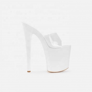 Pvc Upper Women Extreme High Stiletto Sandals on Platform Mules Sexy Party Dancer Summer High Heels <b>Shoes</b> - Product Image 5