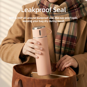 Vente en gros d'usine, logo personnalisé, mug thermique en acier inoxydable de 500 ml (17 oz), ensemble cadeau avec 3 couvercles et tasses - Product Image 6