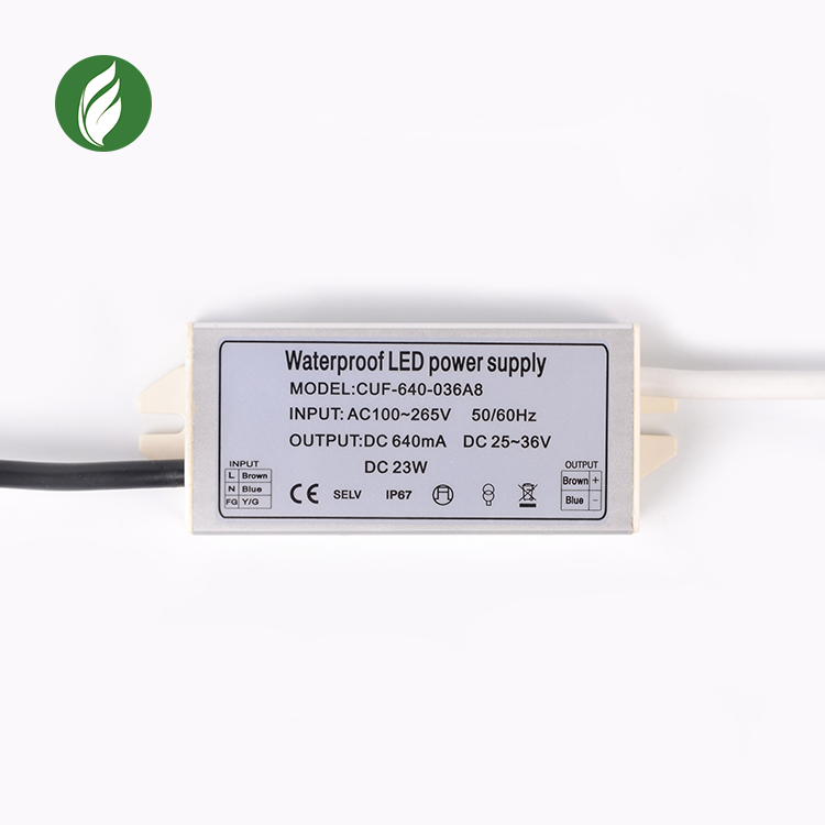 Постоянный ток 640mA AC100-265v DC 15 V Светодиодный источник питания 23 Вт IP67 Переключатель Драйвер с CE сертификация