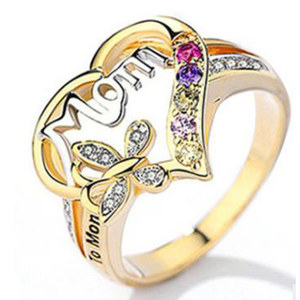 Bague en forme de cœur pour la fête des mères, bijoux élégants pour femmes, cadeau pour maman, bague réglable - Product Image 1