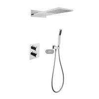 Ensemble de douche thermostatique dissimulé en laiton céramique, avec pommeau de douche supérieur cascade carré, mitigeur moderne haut de gamme pour hôtel et villa