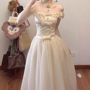 Off The Shoulder Bow Tie Fitted Mesh Maxi Dress Natural Waistline Breathable For Party Banquet Beach Tourism - Product Image 2