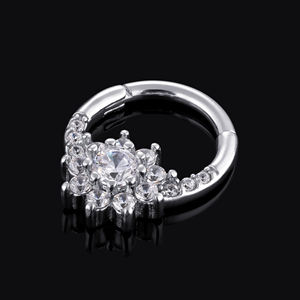 Anneau de Piercing en métal éternel ASTM F136 en titane Zircon cubique Segment bijoux de Piercing - Product Image 3