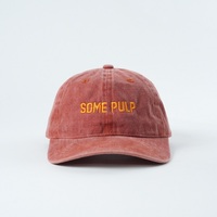 Ongestructureerde gewassen katoenen 6-panelige baseballcap oranje dad hat verstelbaar twill geborduurde letters