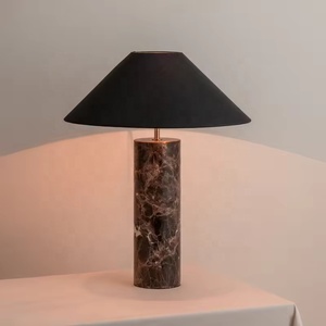 Lampe de table en marbre naturel de luxe Nodric Designer avec abat-jour en tissu, lampe de chevet pour chambre d'hôtel, lampe de lecture - Product Image 5