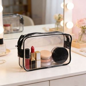 Pvc <b>Clear</b> Zipper Square Stitched Portable Travel Cosmetic Storage <b>Toiletry</b> <b>Bag</b> - Product Image 1