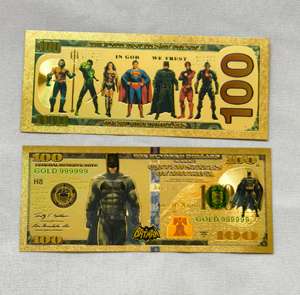 أبطال خارقون أفلام دي سي ورقة نقدية من الرقائق الذهبية لهدية تذكارية جماعية - Product Image 5