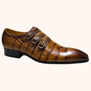 Chaussures de ville confortables pour hommes en cuir véritable, style mocassin à boucle, bout pointu, pour le bureau - Product Image 5