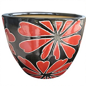 Pots à fleurs en céramique bleue - Décoration écologique pour la maison et le jardin (HG 14-1026/3) - Product Image 5