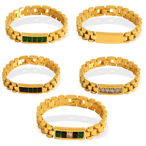 Bracelet chaîne en acier inoxydable plaqué or 24 carats tendance Hottime 2025, logo personnalisé, certifié par une tierce partie, unisexe, pour anniversaire - Product Image 2