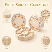 Boîte cadeau en papier personnalisée Leabon Octagon avec logo, orange et or, pour le festival des gâteaux de lune de mi-automne, vente en gros, usine