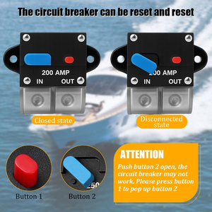 Disjoncteur réinitialisable 200A 12V 24V avec porte-fusible pour amplificateur audio de voiture, réinitialisation manuelle pour treuil, marine, camping-car, camion, caravane - Product Image 6