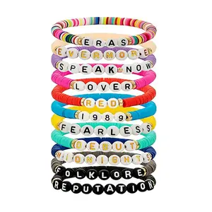 Swiftie Music Album Inspired Friendship Bracelet Set With Personalized Letter Charms