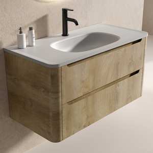 Mueble de Baño Moderno Minimalista Personalizado OEM, Resistente al Agua, Colgante de Pared, Gabinete de MDF, Lavabo de Piedra, Diseño Rectangular, para Uso en Hogar y Hotel - Product Image 5