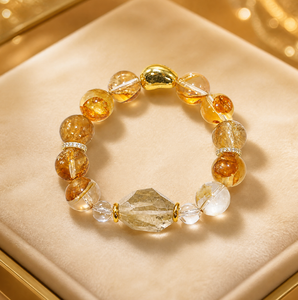 Bracelet en Quartz Golden Healer Naturel avec Pendentif en Quartz Rutile Facetté, Bracelet Énergétique en Galet d'Or Organique OEM - Product Image 3
