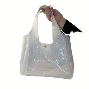 Bolsa de Mano de PVC Personalizada de Moda con Botón a Presión, Bolsa de Playa Transparente para Compras, Artículo Promocional - Product Image 1