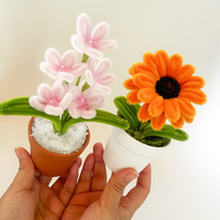 Tanaman Pot Lucu Realistis Hiasan Meja Mobil Buatan Tangan Bunga Batang Terpuntir Tanaman Hijau Mini Bonsai Hadiah Thanksgiving Paskah