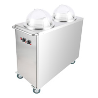Chariot chauffant pour vaisselle à double tête électrique OwnFit, 30-85°C, contrôle manuel de la température, universel, chauffe-assiettes 20-31 cm, séchage de la vaisselle