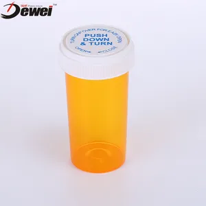 Flacon de médicaments en plastique, pièces, bouteille de pilules avec bouchon convexe 20dr