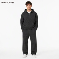 Ensemble sweat à capuche en molleton bouclette pour homme, 420 GSM, coton, coupe carrée, poche kangourou asymétrique, minimaliste, délavé, personnalisable OEM