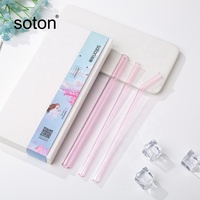 Pailles à boire en verre réutilisables, colorées, transparentes, portables et personnalisées