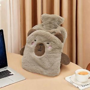 Karikatür yumuşak sevimli peluş kapak yeniden sıcak su şişe çantası hayvan tasarım kurbağa Capybara peluş bebek isıtma pedi el ısıtıcı - Product Image 4