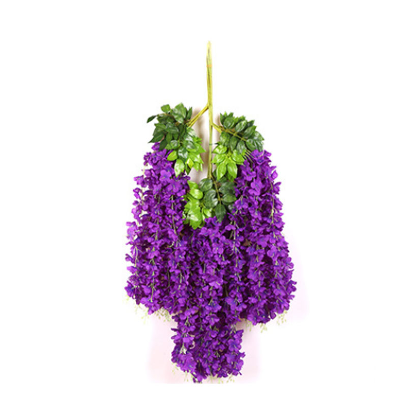Glicine di fiori artificiali di seta viola ad alta densità