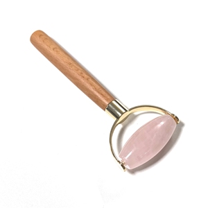 New Arrival Wooden Rod Face <b>Roller</b> with Rose Quartz and <b>Jade</b> for Facial Massager - Product Image 5