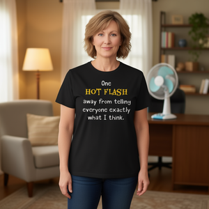 Camiseta con diseño de humor sobre la menopausia para mujer, manga corta, cuello redondo, estampado en serigrafía, talla para adulto - Product Image 3