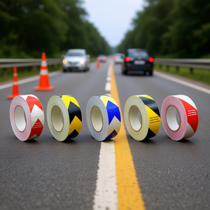 Ttake – bandes adhésives réfléchissantes bicolores, 50mm x 10m, bandes d'avertissement de sécurité pour marquage de véhicules et de routes - Product Image 1