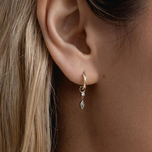 Boucles d'oreilles pendantes CANNER S925 en argent sterling, design créatif INS, zircon marquise, pétale de jade, ajustement parfait, pendentif à la mode en forme de pétale - Product Image 3