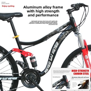 Vélo de montagne à double amortisseur, <span class=keywords><strong>cadre</strong></span> en alliage d'aluminium à vitesse variable, 21-24 vitesses, pour adultes, hommes et femmes, Soft Tail <span class=keywords><strong>26</strong></span> <span class=keywords><strong>pouces</strong></span> - Product Image 2
