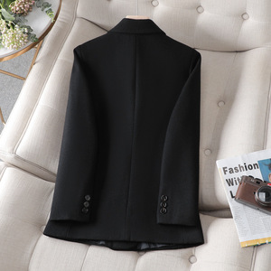 <b>Brown</b> <b>Wool</b> Blazer For Women Mid Length Warm Solid Color Autumn Winter Style - Product Image 4