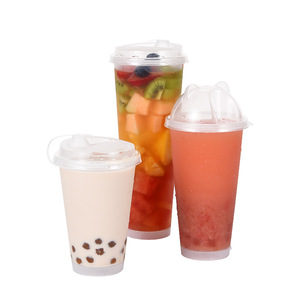 Disposable Milk Tea Cup 90mm Diameter High Footed Frosted Juice Injection Molded Beverage Packaging With Lid Printable - Product Image 4