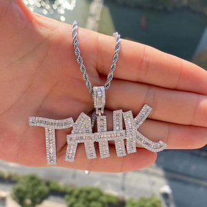 Iced Out mini cristallo Baguette Iniziali Oro Argento Bling Zirconia Hip Hop personalizzati <span class=keywords><strong>nome</strong></span> <span class=keywords><strong>personalizzato</strong></span> <span class=keywords><strong>collana</strong></span> per gli uomini e le donne - Product Image 5